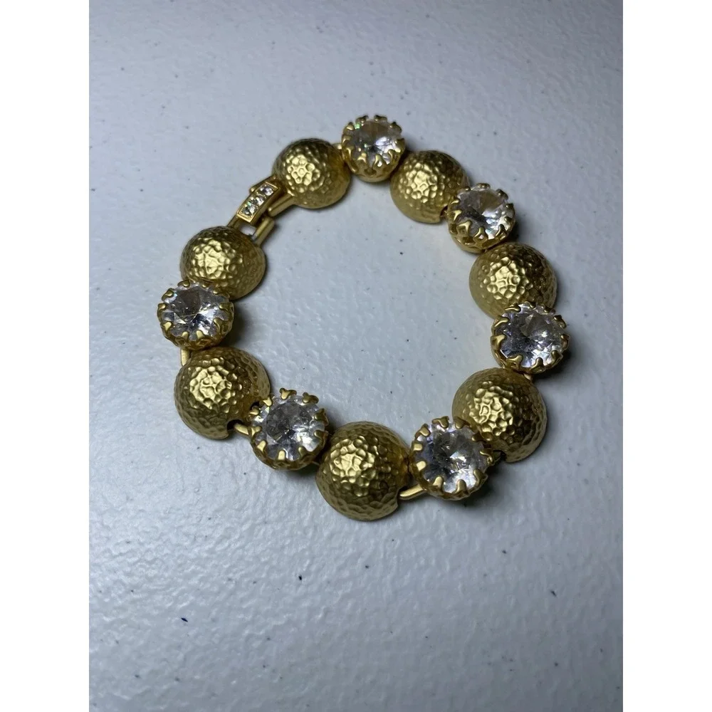 Spartina 449 Chunky Ice Rhinestone Brushed Puffed Ball Bracelet‎ Chain Textured